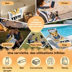 Serviette de plage à séchage rapide personnalisée avec motif d'animal floral abstrait et nom - Cadeau d'anniversaire pour la famille et les amis