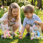 Personalized Cute Easter Bunny Transparent Gift Bag with Name and Initial Easter Party Favors Gift for Kids
