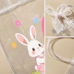 Gepersonaliseerd Roze Strik Schattig Konijn Paasei Transparant Geschenktasje met Naam en Voorletter Dagelijks Gebruik Paasgeschenk voor Jongens Meisjes Kinderen