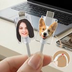 Personalised Face Photo Design Set of 2 Acrylic Cable Protector for iPhone Type-C Phone Accessory Birthday Gift for Family Friends