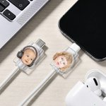 Personalised Face Photo Design Set of 2 Acrylic Cable Protector for iPhone Type-C Phone Accessory Birthday Gift for Family Friends
