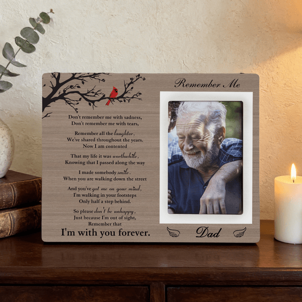 Personlig kardinal fotoramme ornament med navn og tekst Hjemmedekorasjon i kjærlig minne Sympatigave til familien