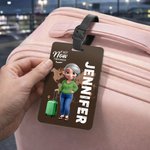 Personalised Cartoon Travel Character Luggage Tag with Name Travel Accessories Birthday Gift for Family Travel Lovers