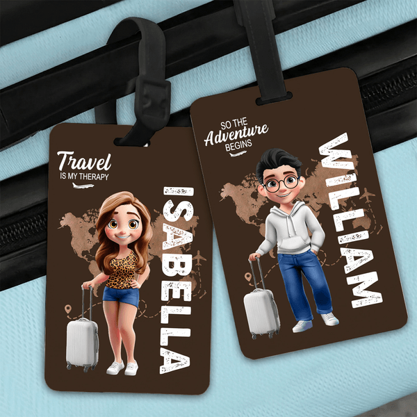 Personalisierte Cartoon Reise Charakter Flugzeug Karte Gepäckanhänger mit Namen Reisezubehör Geburtstag Geschenk für Familie Reisen Liebhaber