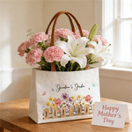 Personalised Birth Flower Canvas Tote Bag with Name and Handle Birthday Bridesmaid Gift for Women