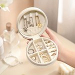 Personalized Gold-Edged Birth Flower PU Leather Jewelry Box with Name Portable Travel Accessories Birthday Anniversary Gift for Women Girls