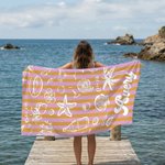 Personlig Multicolor Ocean Theme Stripe Överdimensionerad snabbtorkande strandhandduk med namn Strandresor Essentials Födelsedagspresent för familj Vän