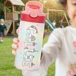 Bouteille d'eau isotherme 12 oz personnalisée avec nom de licorne arc-en-ciel Utilisation quotidienne pour le sport à l'extérieur Anniversaire Cadeau de rentrée pour les enfants