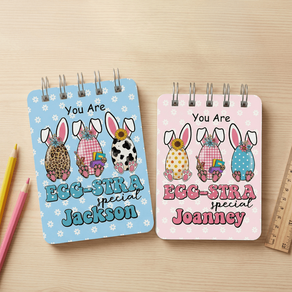 Personalised Easter Egg A7 Notebook with Name Easter Basket Stuffers Birthday Easter Party Gift for Kids