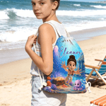 Personifierad söt 3D dykarkaraktär Havsdjur Dragsko Strandryggsäck med namn Strandfest Födelsedagspresent för barn Vuxna