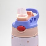 Personalized Cute Easter Bunny Star Initial Name 12 oz Kid Insulated  Water Bottle with Handle and Silicone Straw Easter School Gift for Kids Children