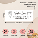 Personlige, vanntette klistremerker med navn og returadresse til venner og familie