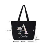 Personalisierter Cord Shopper im irisierenden Design | mit Namen Geburtsblume und Initiale | große Tote Bag | Muttertag Geburtstag Geschenk für Damen