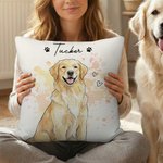 Taie d'oreiller personnalisée avec photo d'aquarelle de l'animal de compagnie, cœur et empreinte de patte, avec nom, adoption, anniversaire, cadeau d'anniversaire pour chat, chien et propriétaire d'an