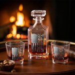 Personalised Vintage American Flag Design Whiskey Decanter with 1-6 Names Father's Day Birthday Gift for Men Whiskey Lovers