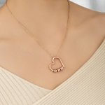 Personalized Circular Openable Hollow Family Heart Necklace with 1-5 Engraved Name Pendants Dainty Jewelry Anniversary Mother’s Day Gift for Women