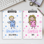 Personalized Simple Line Cartoon Character Acrylic Clipboard with Name Nurse Doctor Week Appreciation Gift for for Medical Staff Student