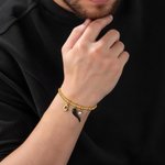 Personalized Lucky Horn Charm 3D Bubble Initial Birthstone Bracelet Birthday Gift for Italian Men Women