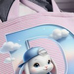 Personalized Cute Bunny Ears Rabbit Name Stripe Easter Basket with Initial Eggs Hunting Party Favor Easter Gift for Kids