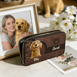 Gepersonaliseerde 3D Cartoon Hond Retro Hart PU Leren Hand Portemonnee met Naam en Rits Dagelijks Gebruik Verjaardag Moederdag Cadeau voor Huisdierbezitter Lover