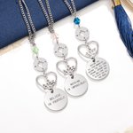 Personalised Birthstone Compass Heart Design Rear View Mirror Car Charm with Engraved Year and Text Graduation Gift for Graduates Car Owner