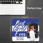 Personalisierte Multicolor Streifen Best Grad Ever Foto Anti-Rutsch-Mauspad mit Namen und Klasse von 2026 Graduierung Geschenk für Absolventen Senioren
