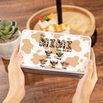 Personalised 1-8 Highland Cows Biscuit Tin Storage Box with Names and Title Daily Use Birthday Mother's Day Gift for Mom Grandma