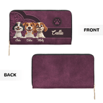 Gepersonaliseerde 3D Cartoon Hond Retro Hart PU Leren Hand Portemonnee met Naam en Rits Dagelijks Gebruik Verjaardag Moederdag Cadeau voor Huisdierbezitter Lover