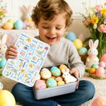 Personalized Cute Peter Rabbit Radish Word Cloud Biscuit Tin Storage Box with Name Daily Use Easter Gift for Boys Girls