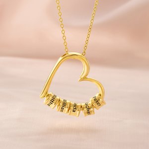 Personalised Circular Openable Hollow Family Heart Necklace with 1-5 Engraved Name Pendants Dainty Jewellery Anniversary Mother’s Day Gift for Women