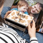 Personalised 1-8 Highland Cows Biscuit Tin Storage Box with Names and Title Daily Use Birthday Mother's Day Gift for Mom Grandma