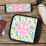 Henkilökohtainen kesä Trooppiset kukat Monogrammi matkatavaroiden kahvan kansi nimi matkalaukku Travel tarvikkeet Syntymäpäivä lahja Travel ystäville ystävät