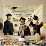 Personalised 1-6 Photos Multicolor Graduation Tapestry Banner with Name and Year Graduation Celebration Party Gift for Graduates Family Friends