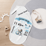 Personalised Cute Bear 100% Cotton Swaddle Blanket and Hat Set with Initial and Name Birthday Baby Shower Gift for Newborn Baby