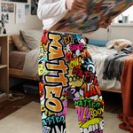 Personalisierte Schlafhose im Streetart-Design | mit Graffiti Namen | Pyjamahose | Alltag Geburtstag Geschenk für Männer Frauen Kinder Familie Paare