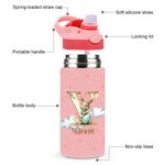 Personalized Cute Easter Bunny Star Initial Name 12 oz Kid Insulated  Water Bottle with Handle and Silicone Straw Easter School Gift for Kids Children