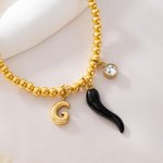 Personalized Lucky Horn Charm 3D Bubble Initial Birthstone Bracelet Birthday Gift for Italian Men Women