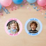 Personalised Photo Waterproof Stickers Labels with Name Gender Reveal Party Baby Shower Birthday Favor Packing for Newborn New Parents