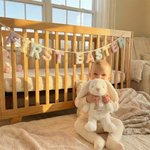 Personalisierte niedlichen Kranz Kaninchen Initial Plüsch Osterhase Plüschtier mit Namen und Jahr Ostern Geschenk für Neugeborene Kinder