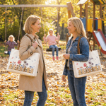 Personalised Birth Flower Canvas Tote Bag with Name and Handle Birthday Bridesmaid Gift for Women