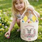 Cestino di Pasqua personalizzato con corona di coniglietti e orecchie di coniglio con nome Regalo per la festa di Pasqua per ragazzi e ragazze