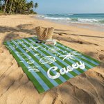 Personlig Multicolor Ocean Theme Stripe Överdimensionerad snabbtorkande strandhandduk med namn Strandresor Essentials Födelsedagspresent för familj Vän