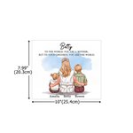 Personalised Mother and 1-3 Children Cartoon Character Electronic File Paper Framed Painting with Names Home Decor Mother's Day Birthday Gift for Mom