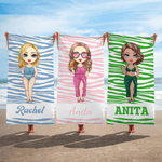 Personalisiertes Strandtuch in Übergröße mit Tigermuster und Cartoon-Figur Sommerausflug Poolparty Geschenk für Damen oder Freunde