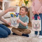Cestino di Pasqua personalizzato con corona di coniglietti e orecchie di coniglio con nome Regalo per la festa di Pasqua per ragazzi e ragazze