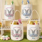 Cestino di Pasqua personalizzato con corona di coniglietti e orecchie di coniglio con nome Regalo per la festa di Pasqua per ragazzi e ragazze