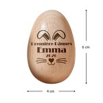 Œuf à secouer en bois personnalisé avec texte nom et année gravés - Design de lapin mignon - Cadeau de Pâque pour les enfants