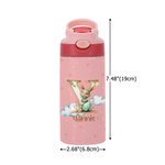 Personalized Cute Easter Bunny Star Initial Name 12 oz Kid Insulated  Water Bottle with Handle and Silicone Straw Easter School Gift for Kids Children