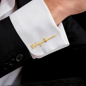 Nome semplice personalizzato in argento sterling Una coppia di gemelli da uomo matrimonio Accessori per matrimonio Anniversario regalo per lo sposo Sposo