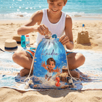 Personifierad söt 3D dykarkaraktär Havsdjur Dragsko Strandryggsäck med namn Strandfest Födelsedagspresent för barn Vuxna